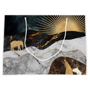 Golden Sol och Måne med elefant i Marble Cosmic