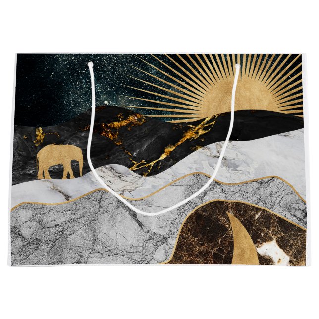 Golden Sol och Måne med elefant i Marble Cosmic (Framsidan)