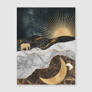 Golden Sol och Måne med elefant i Marble Cosmic