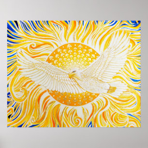 Golden Sol White Eagle Artistic Abstrakt Poster