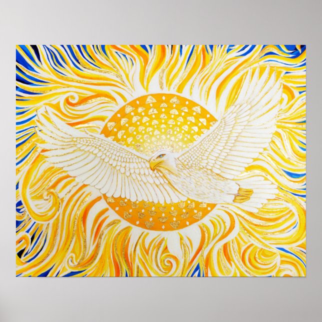 Golden Sol White Eagle Artistic Abstrakt Poster (Framsidan)