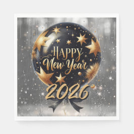 Golden Sparkle New Year Balloon with 2026 Glow Pappersservett