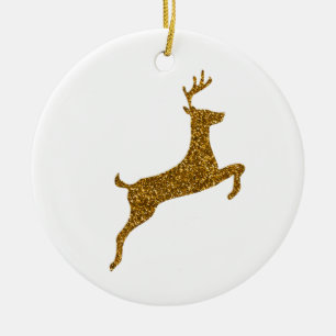 Golden Sparkling jul Reindeer Julgransprydnad Keramik