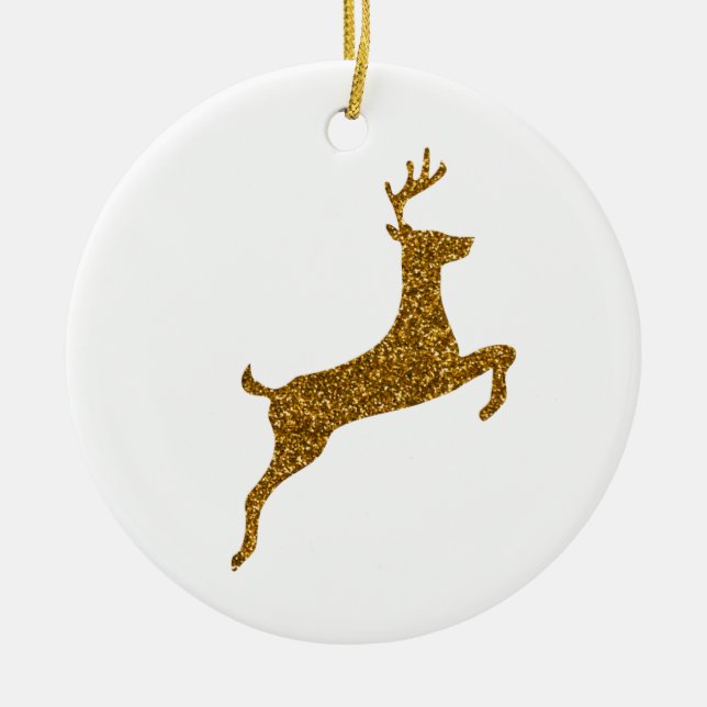 Golden Sparkling jul Reindeer Julgransprydnad Keramik (Framsidan)