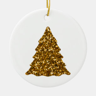 Golden Sparkling Julgran Julgransprydnad Keramik