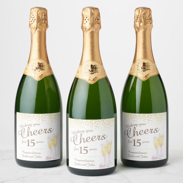 Golden Sparkling Vin 15-årsjubileum anpassningsbar (Flaskor)