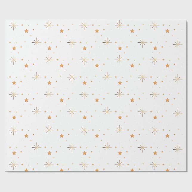 Golden Sparks and Stars Presentpapper (Platt)