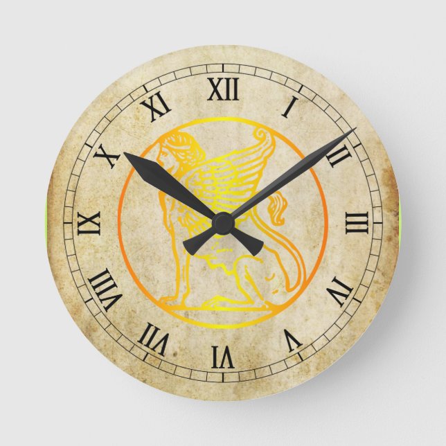 Golden Sphinx Wall Clock Rund Klocka (Framsida)