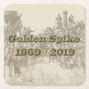Golden Spike Transkontinental Railroad Sesquincent Underlägg Papper Kvadrat