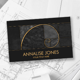 Golden Spiral - Black Marble och guld Visitkort