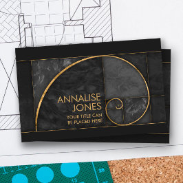 Golden Spiral - Black Marble och guld Visitkort