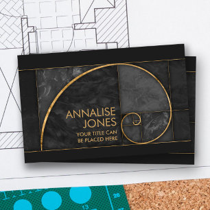 Golden Spiral - Black Marble och guld Visitkort
