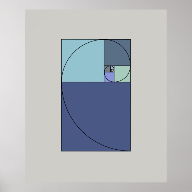 Golden Spiral, Fibonacci spiral, Golden Ratio Poster (Framsidan)