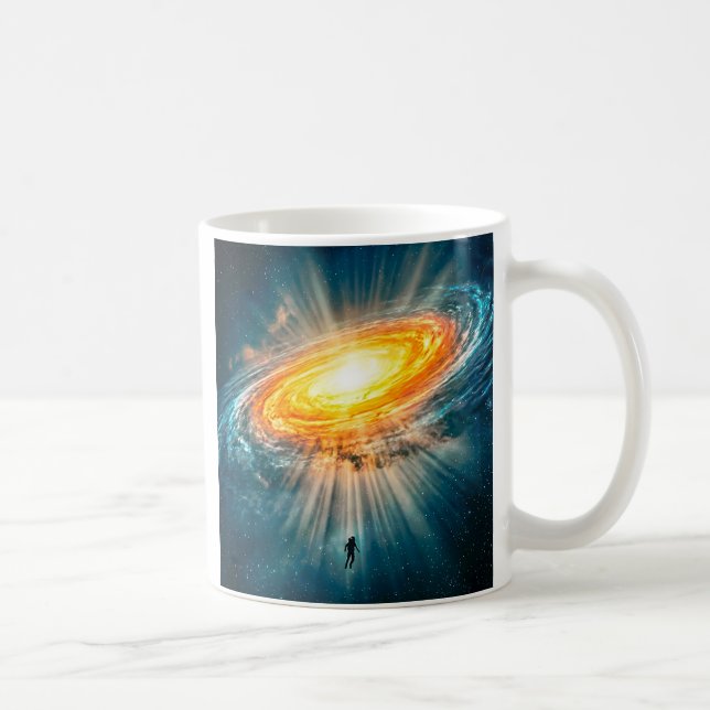 Golden Spiral Galaxy Astronaut Sci-Fi Deep Space Kaffemugg (Höger)
