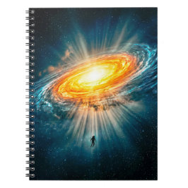 Golden Spiral Galaxy Astronaut Sci-Fi Space Anteckningsbok