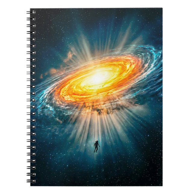 Golden Spiral Galaxy Astronaut Sci-Fi Space Anteckningsbok (Framsidan)