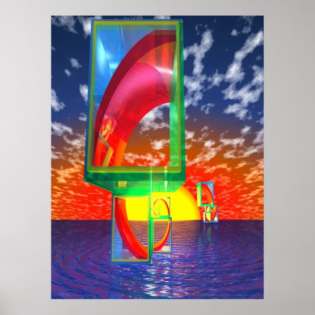 Golden Spiral Sunset Sailing Poster (Framsidan)