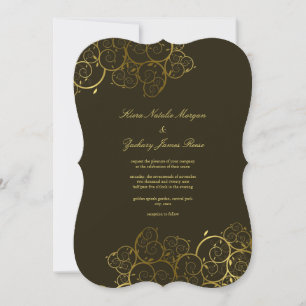 Golden Spiral Vine Classy Wedding bjudande Inbjudningar