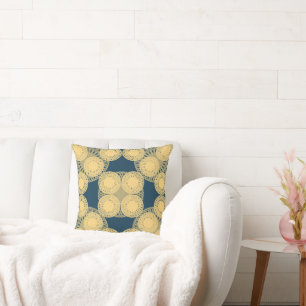 Golden Spiro Bloom Retro Geometric Blommigt Patter Kudde