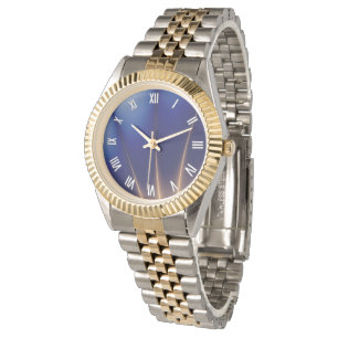 Golden Spray on Navy w Numerals Armbandsur