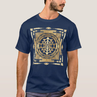 GOLDEN SRI YANTRA Djupa träkolbakgrund T Shirt