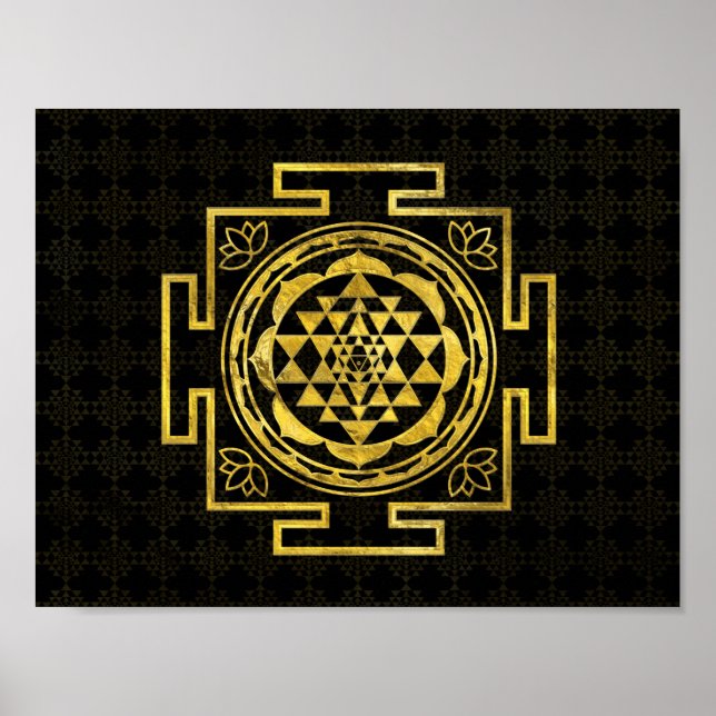 Golden Sri Yantra / Sri Chakra Poster (Framsidan)