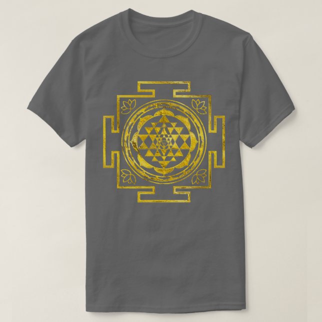 Golden Sri Yantra Sri Chakra T Shirt (Design framsida)