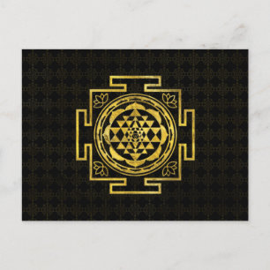 Golden Sri Yantra / Sri Chakra Vykort
