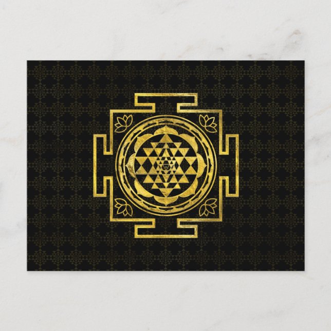 Golden Sri Yantra / Sri Chakra Vykort (Framsida)
