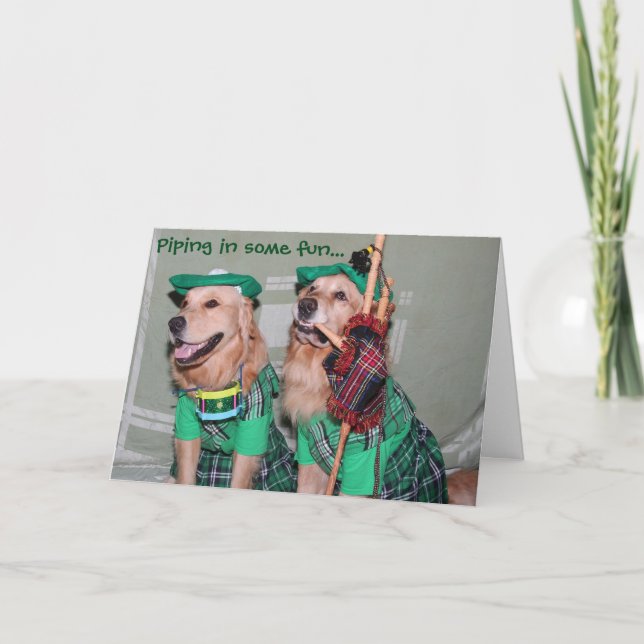 Golden St. Patrick's Day Bagpipers Kort (Framsida)