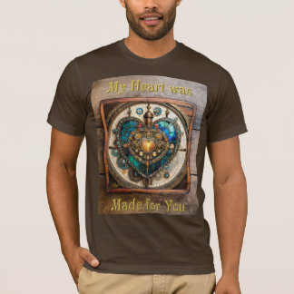 Golden Stached Glass Heart Steampunk Series T Shirt