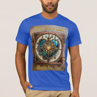 Golden Stached Glass Heart Steampunk Series T Shirt