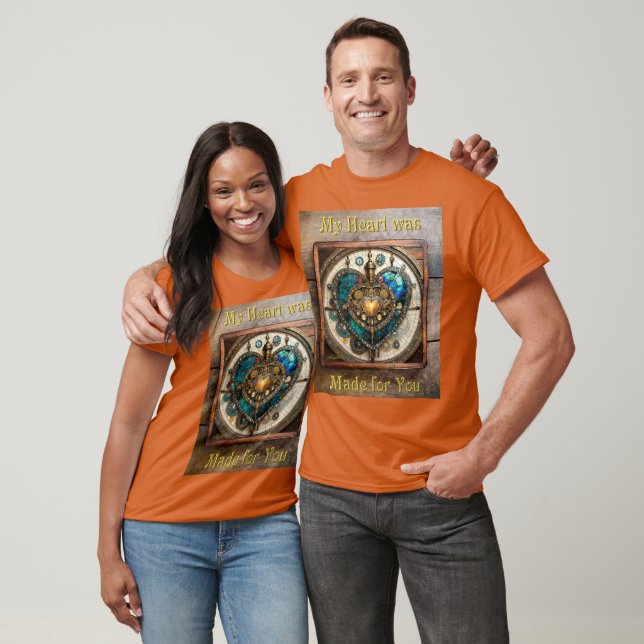 Golden Stached Glass Heart Steampunk Series T Shirt (Unisex)