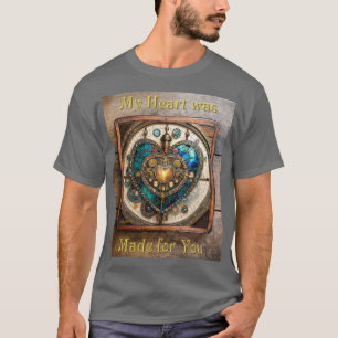 Golden Stached Glass Heart Steampunk Series T Shirt
