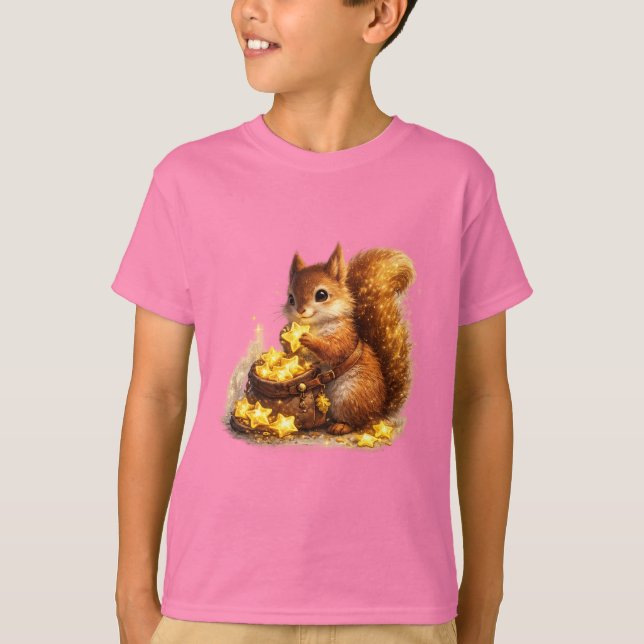 Golden Star Collector Squirrel T-Shirt | Överflöd (Framsida)