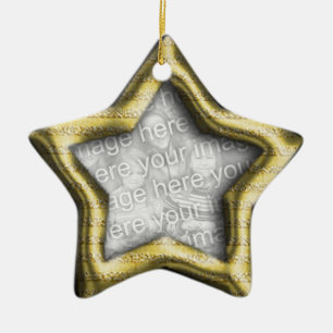 Golden Star Helgdag Photo Ram Ornament