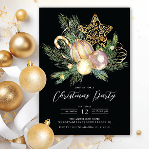Golden Star jul Party Inbjudningar