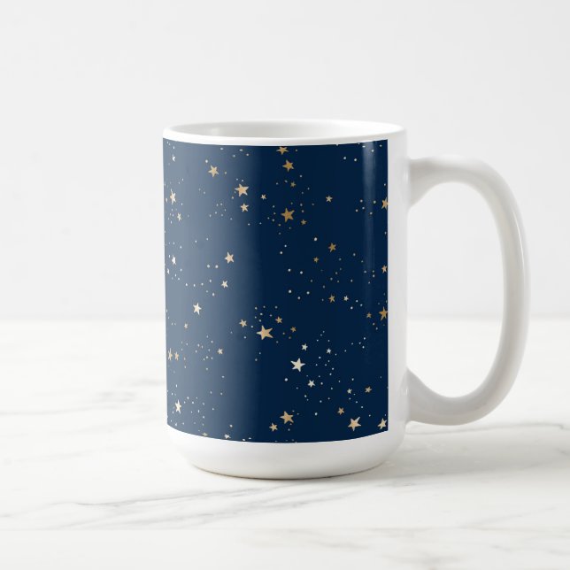 Golden Star på Blå Natten Mönster Kaffemugg (Höger)