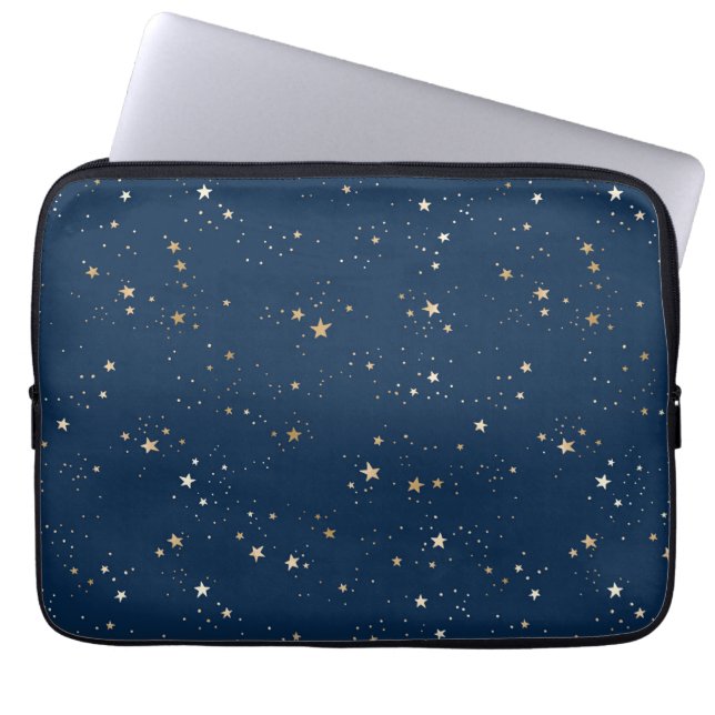 Golden Star på Blå Natten Mönster Laptop Fodral (Framsidan)