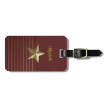Golden Star på Deep Red Luggage Tag