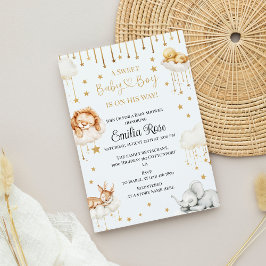 Golden Star Pojke Shower Softesskogen Animal Inbjudningar