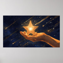 Golden Star Poster - Dreamy Celestial Art