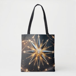 Golden Starburst Glam Holiday Tote Bag Tygkasse