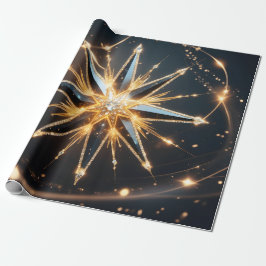 Golden Starburst Glow Holiday Gift Wrap Presentpapper