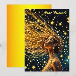 Golden Stardust mode skönhetsflicka himmel Inbjudningar
