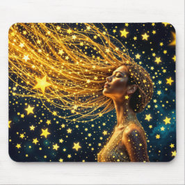 Golden Stardust mode skönhetsflicka himmel Musmatta