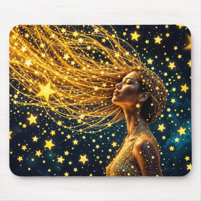 Golden Stardust mode skönhetsflicka himmel Musmatta (Framsidan)