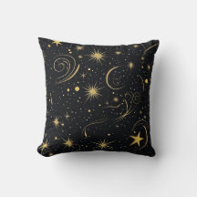 Golden Starry Night Dekorativ kudde