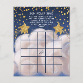 Golden Stars Baby Shower Bingo Game Flygblad