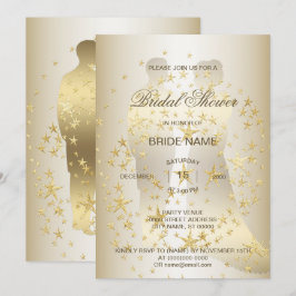 Golden Stars Bride And Groom Bridal Shower Party Inbjudningar